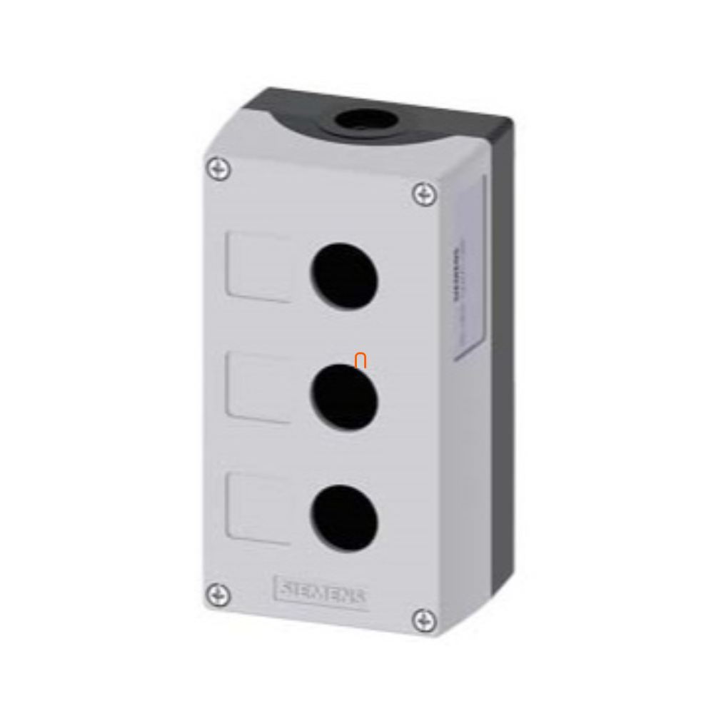 Siemens 3SU1803-0AA00-0AB1 nyomógomb tokozat, műanyag, 3 lyukú, szürke Sirius