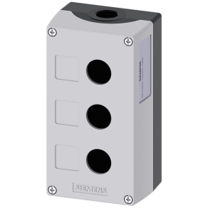   Siemens 3SU1853-0AA00-0AB1 nyomógomb tokozat, fém, 3 lyukú, szürke Sirius