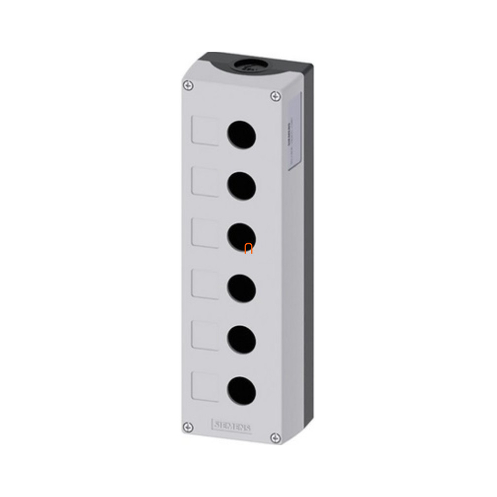 Siemens 3SU1806-0AA00-0AB1 nyomógomb tokozat, műanyag, 6 lyukú, szürke Sirius