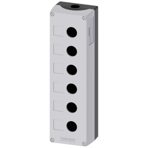   Siemens 3SU1856-0AA00-0AB1 nyomógomb tokozat, fém, 6 lyukú, szürke Sirius