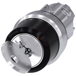   Siemens 3SU1050-4CC01-0AA0 kulcsos kapcsolófej, 2 állású, visszaálló, RONIS 455 kulcs O állásban kivehető, fém Sirius