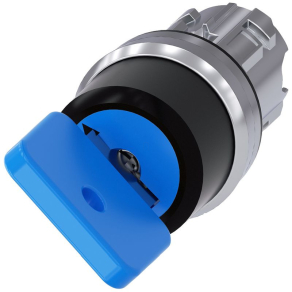   Siemens 3SU1050-4GC01-0AA0 kulcsos kapcsolófej, 2 állású, visszaálló, fém, O.M.R. 73038, világoskék