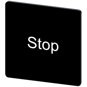   Siemens 3SU1900-0AE16-0DS0 címke 27 x 27 mm, fekete/fehér, fehér Stop felirat, bepattintható vagy felragaszt