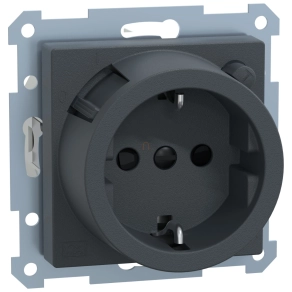   Schneider Merten 2P+F csatlakozóaljzat, biztonsági zsaluval, áramvédő-kapcsolóval, rugós, 16A, 30mA, System-M, antracit 232814