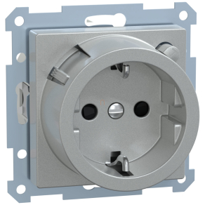   Schneider Merten 2P+F csatlakozóaljzat, biztonsági zsaluval, áramvédő-kapcsolóval, rugós, 16A, 30mA, System-M, alumínium 232860