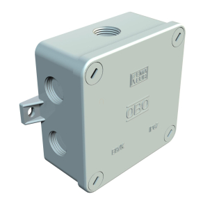   Obo kábel-leágazódoboz 3 tömszelencével, világosszürke 94x94x45 2001942