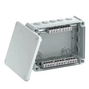   Obo leágazódoboz kapocsléccel + bevezetésekkel 240x190x95, világos szürke 2007444