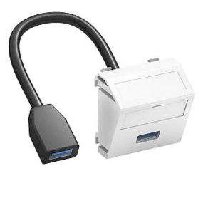   Obo modul45 USB 3.0 A-A csatlakozó aljz. kábellel hüvely-hüvely 45x45mm, hófehér 6104934
