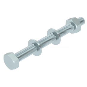   Obo hatlapfejű csavar anyával és 2 alátéttel M10x110, galvanikusan horganyzott, EN ISO 19598 / EN ISO 4042, cink 6418244