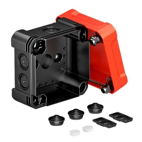   Obo leágazódoboz piros fedéllel 114x114x78, fekete / piros 2005148