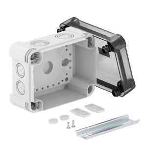   Obo leágazódoboz átlátszó fedéllel, 2069 sínnel 150x116x86, szürke / átlátszó 2005092