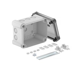   Obo leágazódoboz átlátszó fedéllel, 2069 sínnel 190x150x125, szürke / átlátszó 2005096