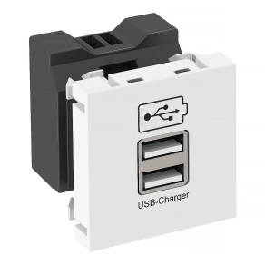  Obo USB töltő 2,1 A töltőárammal 45x45mm, hófehér 6105300