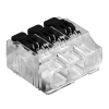 Obo 2054423 hármas sodrott vezeték összekötő, 3x 0,2-4,0mm2 univerzális, átlátszó, fekete működtető karral, 61 HSK43
