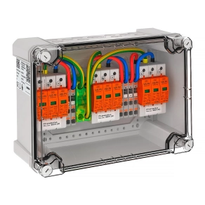  Obo PV-rendszer tokozatban T1+T2 3x1 PV-String - 3 WR-MPP 900V DC, világos szürke 5088420
