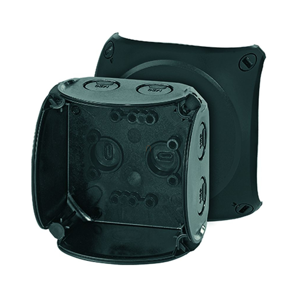 Hensel KF 0200 B Kábelösszekötő doboz kapcsok nélkül, 93x93x62mm IP66 fekete, időjárásálló