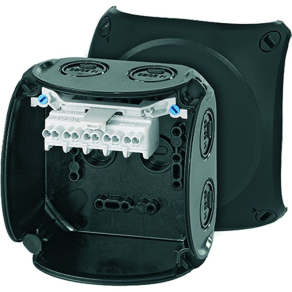   Hensel KF 0402 B Kábelösszekötő doboz kapcsokkal, 104x104x70mm IP66 fekete, időjárásálló