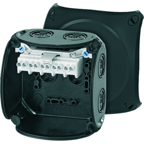   Hensel KF 0404 B Kábelösszekötő doboz kapcsokkal, 104x104x70mm IP66 fekete, időjárásálló