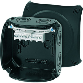   Hensel KF 0604 B Kábelösszekötő doboz kapcsokkal, 130x130x77mm IP66 fekete,időjárásálló