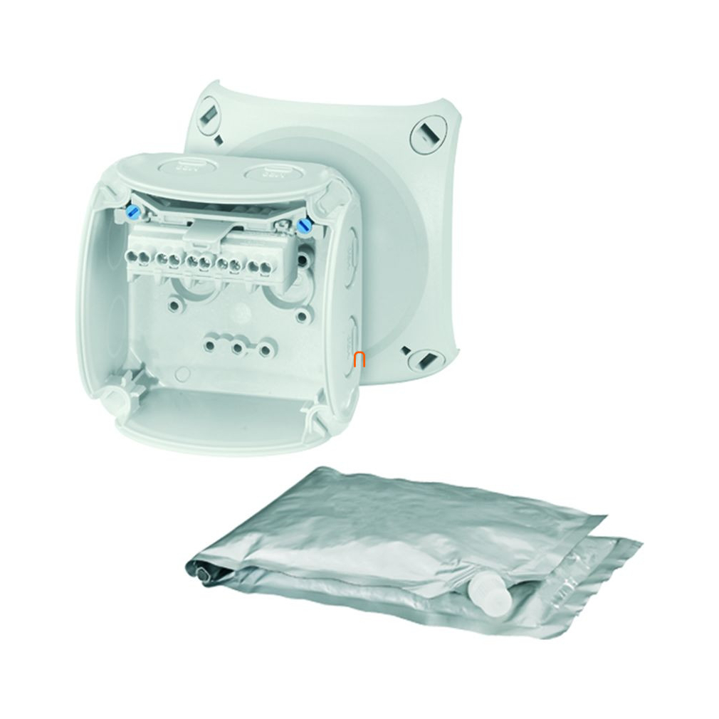 Hensel WP 0202 G Vízálló kábelösszekötő doboz kiöntőmasszával, 1,5-2,5 mm2, Cu, RAL 7035 szürke 93x93x62 mm