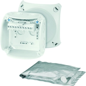   Hensel WP 0404 G Vízálló kábelösszekötő doboz kiöntőmasszával, 1,5-4 mm2, Cu, RAL 9011 fekete 104x104x70 mm