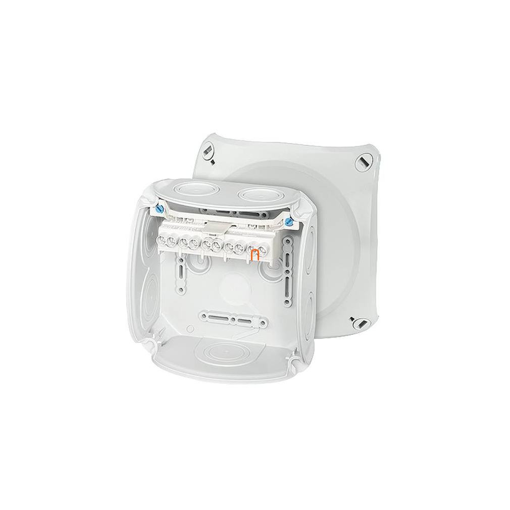Hensel DK 0606 GZ kábelösszekötő doboz membrános, kapcsokkal, 130x130x77mm,2,5-6 mm2 Cu vezetékekhez, 1db 9-20 mm kábelbevezetéssel