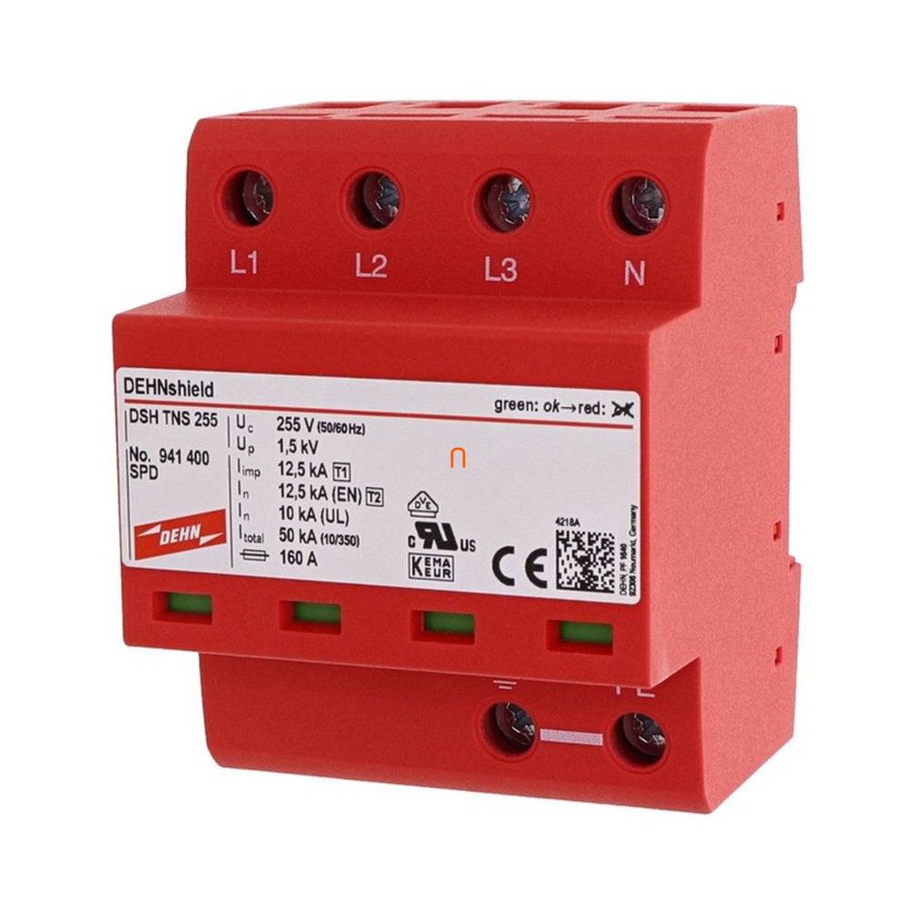 DEHNshield túlfeszültség-levezető 3 fázisú TN-S rendszerhez (1.+2. típus) DSH TNS 255 941400