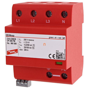   DEHN Alkalmazásoptimalizált 1.+2. típusú kombinált villámáram-levezető E-mobilitás számára 900385 DVA EMOB 3P 255 FM