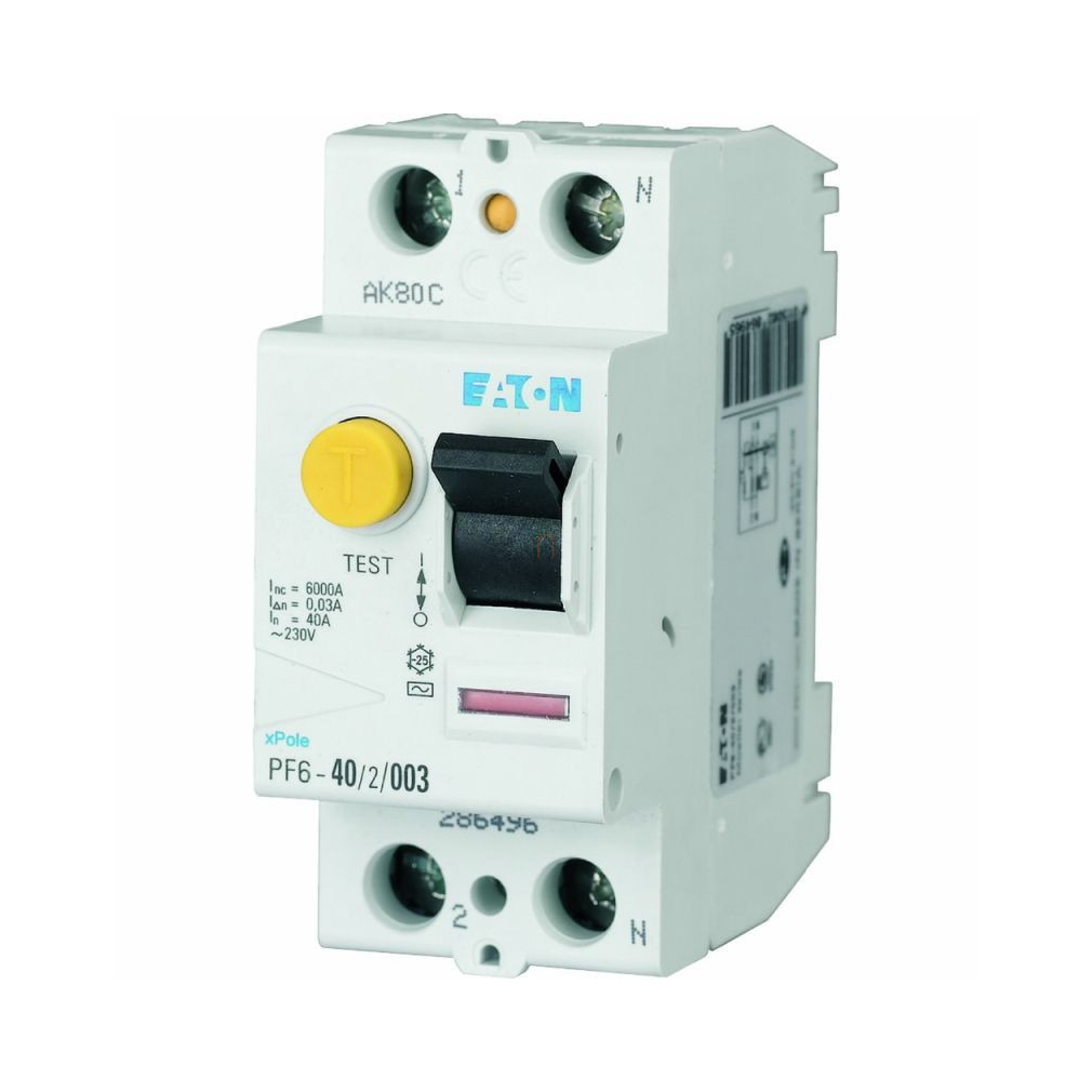 Eaton 112924 PF6-40/2/003-A Áram-védőkapcsoló 6kA 2 pólus, 30mA, A típus