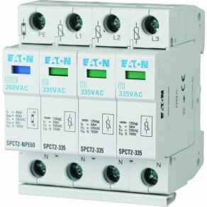   Eaton komplett túlfeszültség levezteő, c, három pólusú+n, uc=335V AC, spct2-335-3+npe-167622