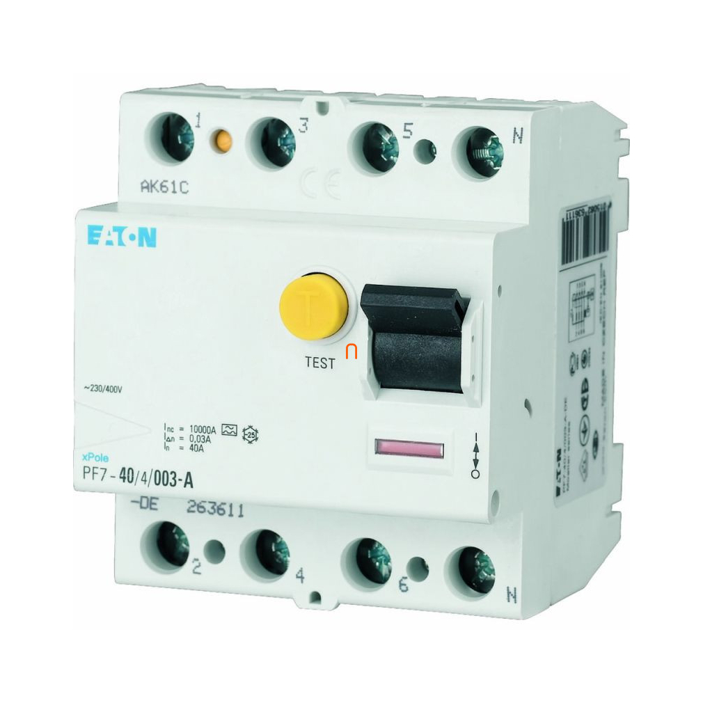 Fi relé 4P 40A 100mA 10kA PF7-40/4/01-DE 263587 Eaton