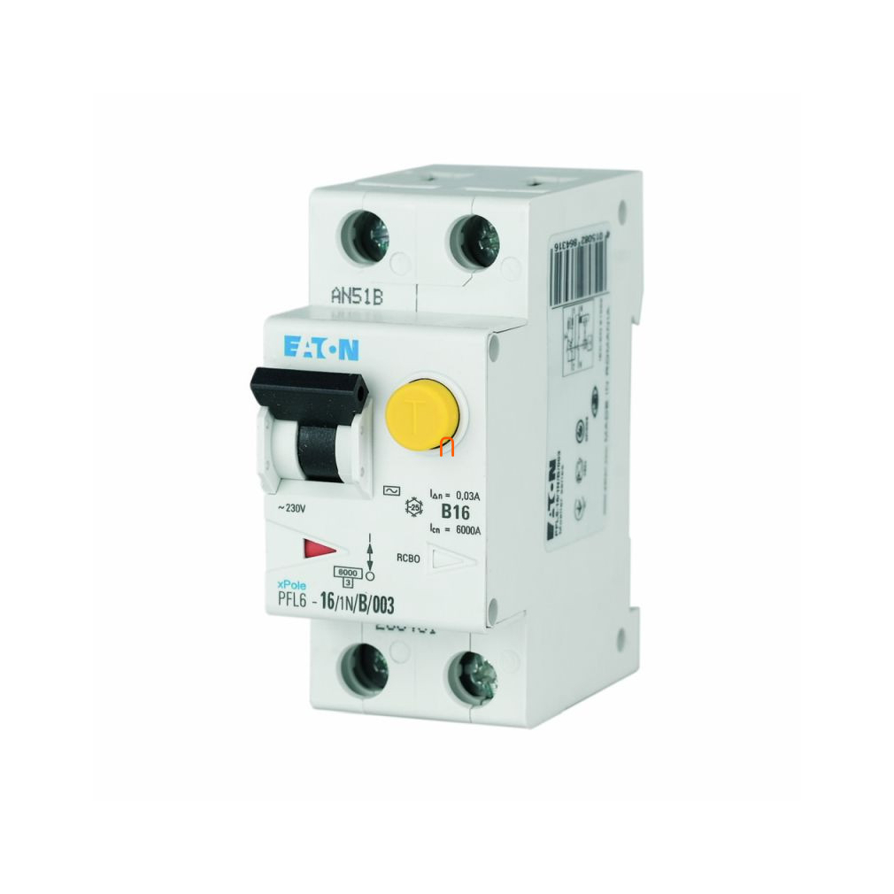 Eaton 286467 PFL6-16/1N/C/003 Áramvédő-kismegszak. 6kA 1p+N, C, 30mA, AC típus