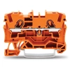 Wago 2004-1202 2 vezetékes átmenő sorkapocs, 4 mm², Push-in CAGE CLAMP, Ex e II, oldalsó/középső jelölés, DIN 35 × 15 és 35 × 7,5, narancssárga