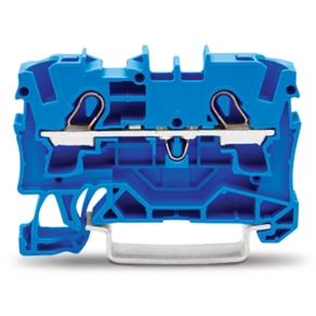 Wago 2004-1204 2 vezetékes átmenő sorkapocs, 4 mm², Push-in CAGE CLAMP®, Ex e II és Ex i alkalmazásokhoz, oldalsó és középső jelölés, DIN 35 x 15 és 35 x 7,5 sínhez, kék