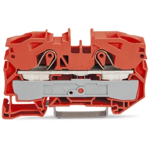 Wago 2016-1202 2 vezetékes átmenő sorkapocs, 16 mm², Push-in CAGE CLAMP, Ex e II, oldalsó/középső jelölés, DIN 35 × 15 és 35 × 7,5, narancssárga
