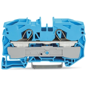 Wago 2016-1204 2 vezetékes átmenő sorkapocs, 16 mm², Push-in CAGE CLAMP®, Ex e II és Ex i alkalmazásokhoz, oldalsó és középső jelölés, DIN 35 x 15 és 35 x 7,5 sínhez, kék