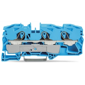 Wago 2016-1304 3 vezetékes átmenő sorkapocs, 16 mm², Push-in CAGE CLAMP®, DIN 35 x 15 és 35 x 7,5 sínhez, oldalsó és középső jelölés, Ex e II és Ex i alkalmazásokhoz, kék