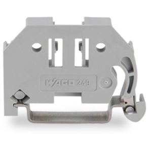 Wago 249-116 csavar nélküli végrögzítő, 6 mm széles, DIN 35 x 15 és DIN 35 x 7,5 sínhez, szürke