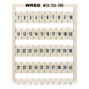 Wago 209-566 WSB jelölőkártya, 1–50 számozás kétszer, nem nyújtható, vízszintes jelölés, bepattintható, fehér