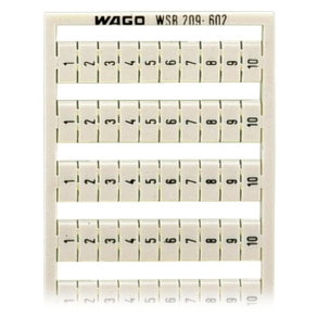 Wago 209-602 WSB jelölőkártya, 1–10 számozás tízszer, nem nyújtható, függőleges jelölés, bepattintható, fehér
