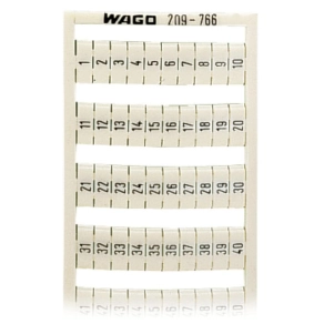 Wago 209-766 WSB jelölőkártya, 1–50 számozás kétszer, nem nyújtható, függőleges jelölés, bepattintható, fehér