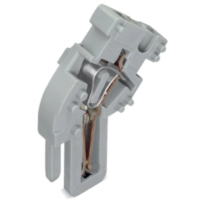 Wago 769-513 anyacsatlakozó-középmodul, 1 vezetékes, döntött, CAGE CLAMP®, 4 mm², 5 mm osztás, 1 pólusú, kódolótüskékkel, szürke