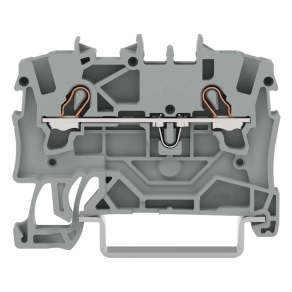 Wago 2001-1201 2 vezetékes átmenő sorkapocs, 1,5 mm², Push-in CAGE CLAMP®, DIN 35 x 15/7,5 sínhez, oldalsó és középső jelölés, Ex e II alkalmazásokhoz, szürke