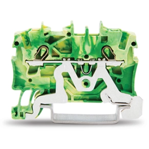 Wago 2001-1207 2 vezetékes földelősorkapocs, 1,5 mm², megfelelő Ex e II alkalmazásokhoz, oldalsó és középső jelölés, DIN 35 x 15 és DIN 35 x 7,5 sínhez, Push-in CAGE CLAMP®, zöld-sárga