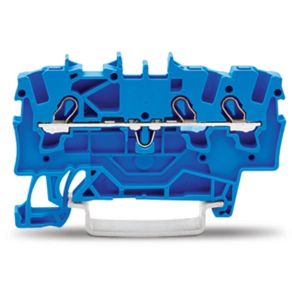 Wago 2001-1304 3 vezetékes átmenő sorkapocs, 1,5 mm², Push-in CAGE CLAMP®, DIN 35 x 15/7,5 sínhez, oldalsó és középső jelölés, Ex e II és Ex i alkalmazásokhoz, kék