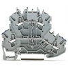 Wago 2002-2202 kétemeletes átmenő/átmenő sorkapocs, N/L, jelölőtartó nélkül, kék alsó vezetékbemenet, 2,5 mm², Push-in CAGE CLAMP®, Ex e II, DIN 35 x 15 és 35 x 7,5 sínhez, szürke