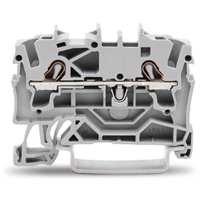 Wago 2002-1201 2 vezetékes átmenő sorkapocs, 2,5 mm², Push-in CAGE CLAMP®, DIN 35 x 15/7,5 sínhez, oldalsó és középső jelölés, Ex e II alkalmazásokhoz, szürke