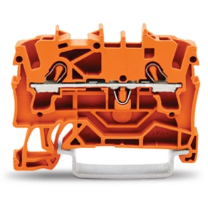 Wago 2002-1202 2 vezetékes átmenő sorkapocs, 2,5 mm², Push-in CAGE CLAMP®, DIN 35 x 15/7,5 sínhez, oldalsó és középső jelölés, Ex e II alkalmazásokhoz, narancssárga