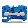 Wago 2006-1204 2 vezetékes átmenő sorkapocs, 6 mm², Push-in CAGE CLAMP®, DIN 35 x 15 és 35 x 7,5 sínhez, oldalsó és középső jelölés, Ex e II és Ex i alkalmazásokhoz, kék