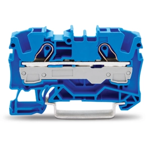 Wago 2006-1204 2 vezetékes átmenő sorkapocs, 6 mm², Push-in CAGE CLAMP®, DIN 35 x 15 és 35 x 7,5 sínhez, oldalsó és középső jelölés, Ex e II és Ex i alkalmazásokhoz, kék